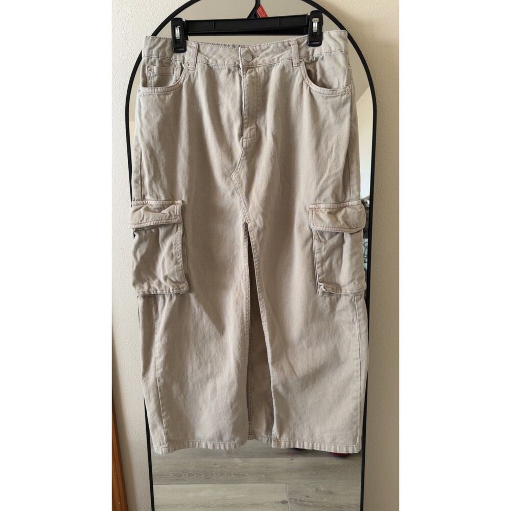 Garage Denim Cargo Utility Maxi Skirt